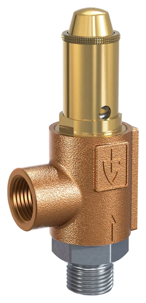 GOETZE 861 gunmetal angle safety valve 1/4" to 1/2"