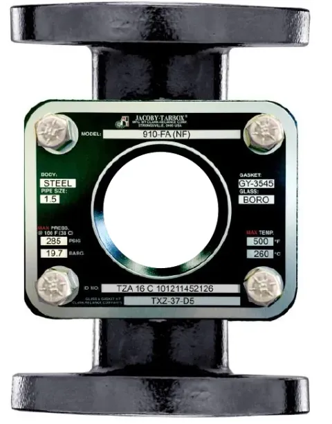 Jacoby-Tarbox Bulls-Eye 910-FA flanged sight flow indicator, Class 150