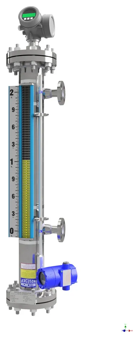 Jerguson MGWR magnetic level gage with guided wave radar